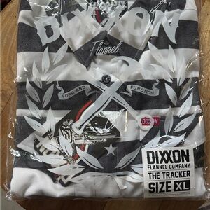 DIXXON Men's Black and White Striped Flannel Shirt